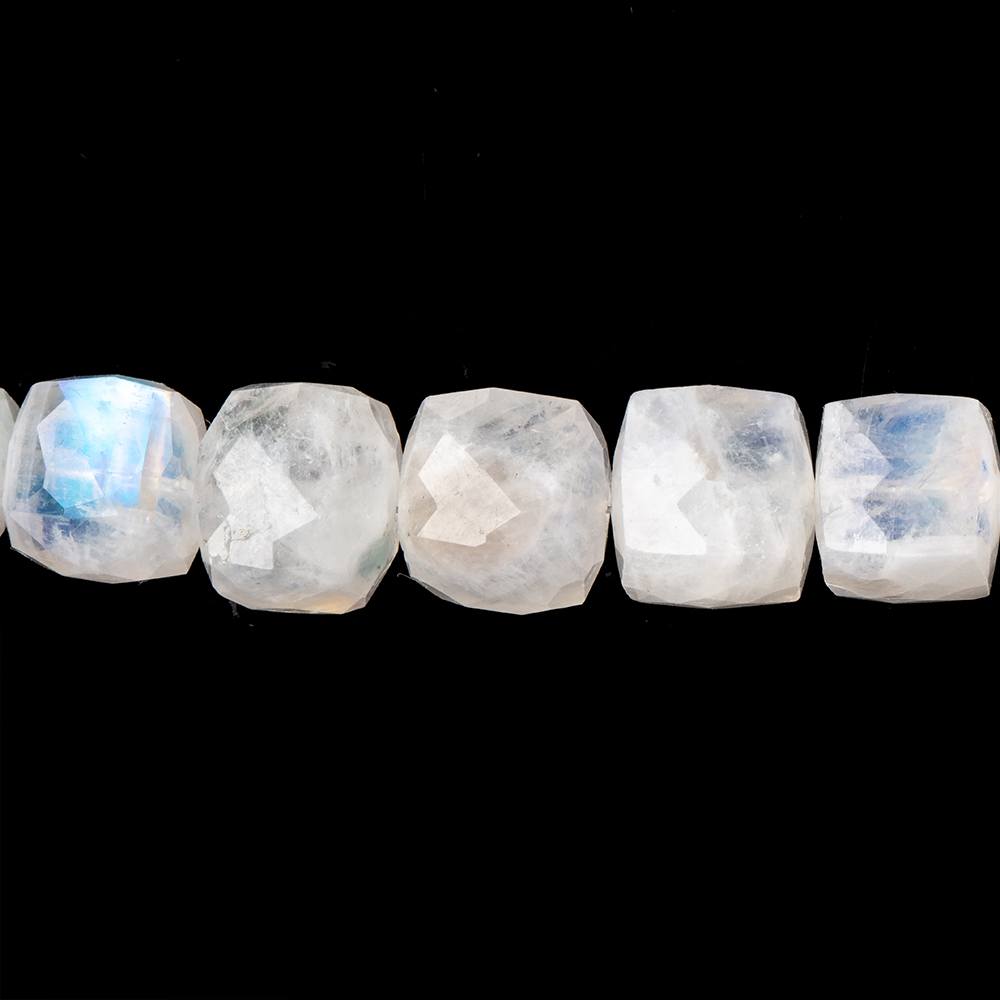 6-10mm Rainbow Moonstone Faceted Cube Beads 16 inch 48 pieces