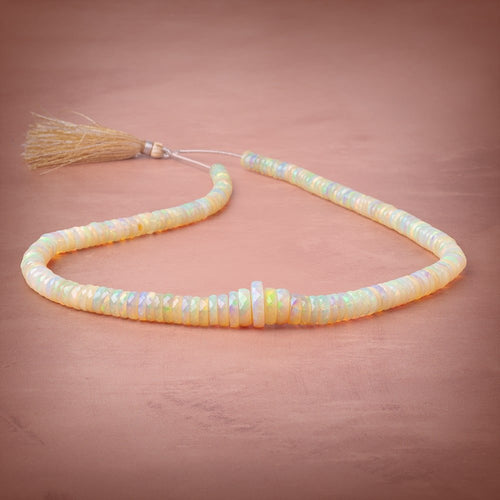 6-13.5mm Ethiopian Opal Faceted Heishi Beads 16 inch 182 pieces AAA