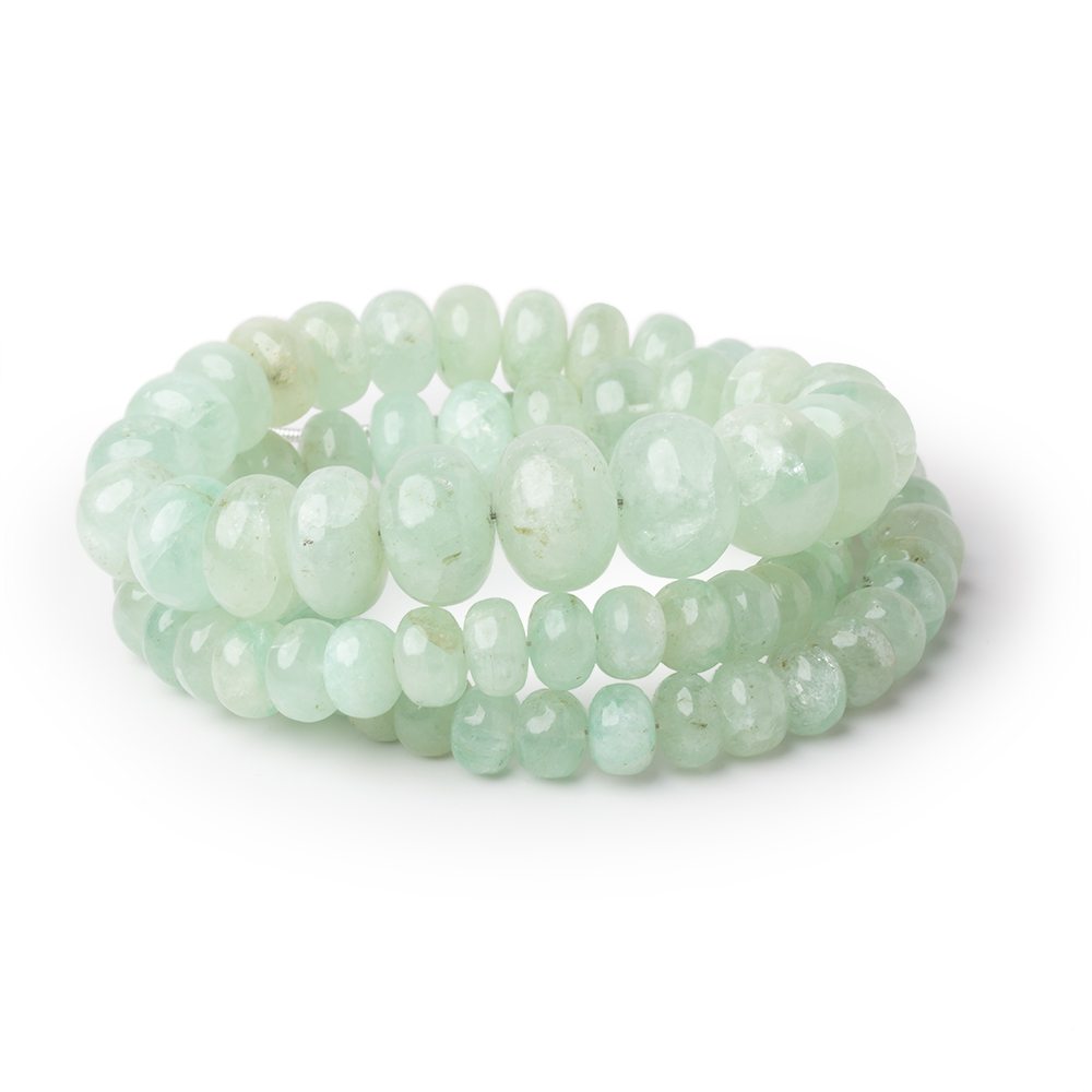 6-13mm Green Beryl Plain Rondelle Beads 18 inch 81 pieces AA