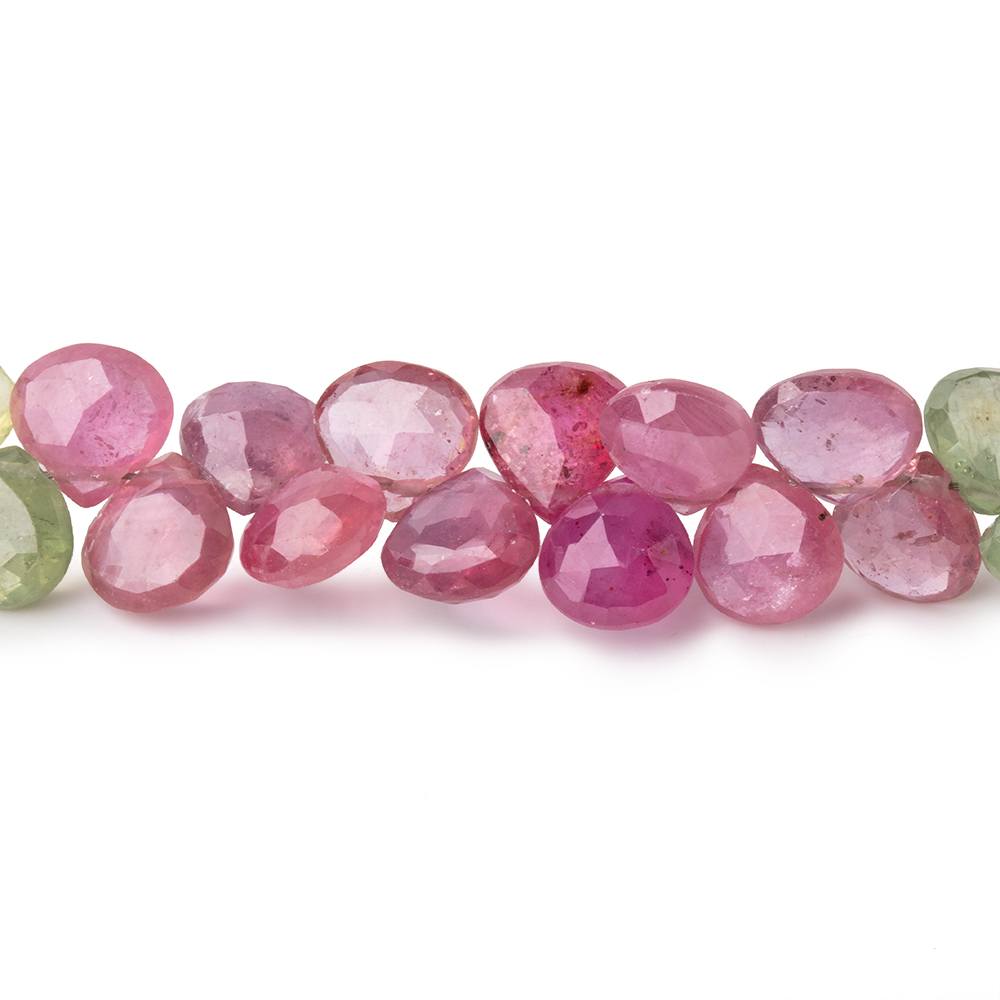 6-7mm Fancy Sapphire Faceted Heart Beads 8 inch 66 pieces