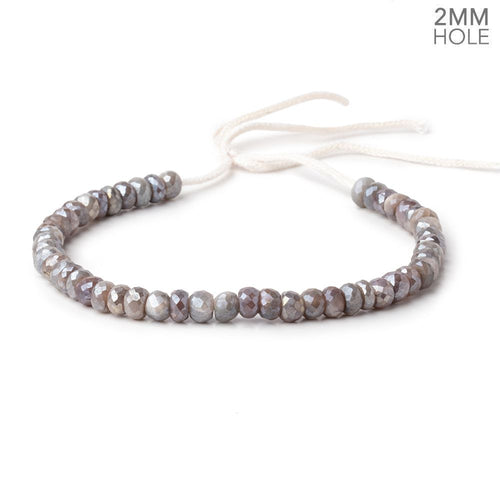 6-6.5mm Mystic Reddish Gray Moonstone 2mm Large Hole Faceted Rondelles 8 inch 50 Beads