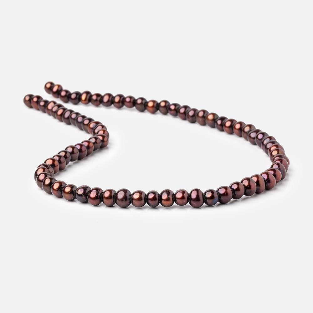 6-6.5mm Orangy Brown Off Round 2.5mm Large Hole Pearls 15 inch 78 pieces