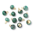 6-7.5mm Gold Leafed Emerald Faceted Candy Kiss Focal 1 piece