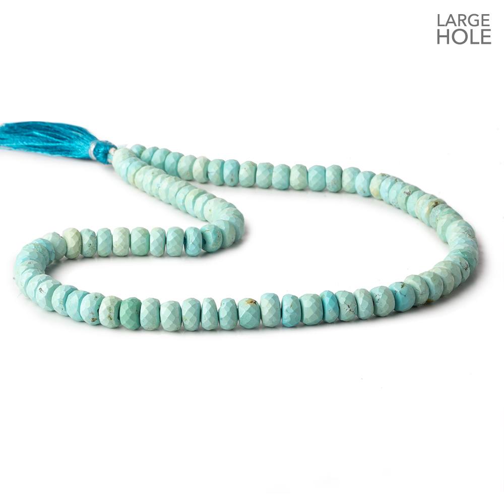 6.5mm Sleeping Beauty Turquoise large hole faceted rondelle beads 16 inch 95 beads