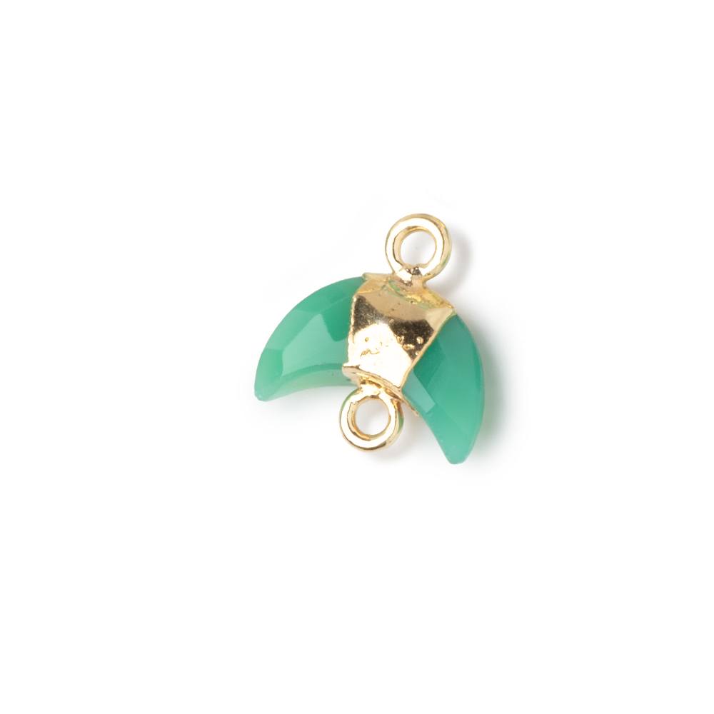 6-7mm Gold Leafed Chrysoprase Faceted Crescent Moon 1 Focal Connector