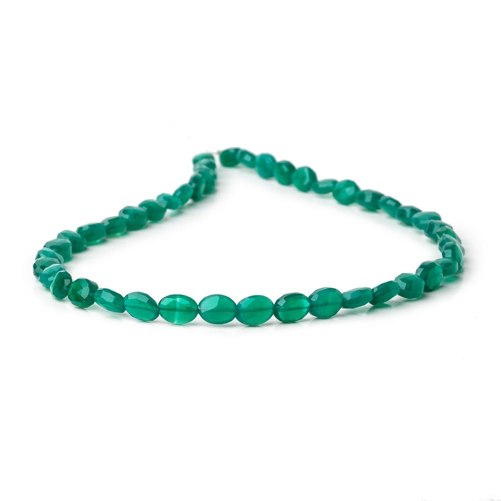 6-7mm Green Chalcedony Faceted Oval Beads 12.5 inch 43 pieces