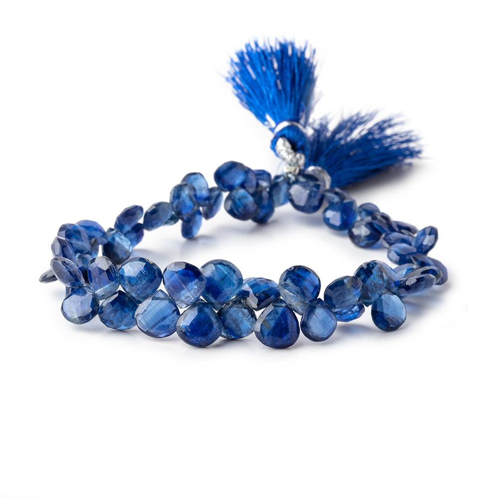 6-7mm Kyanite Faceted Heart Beads 7.5 inch 58 pieces AA