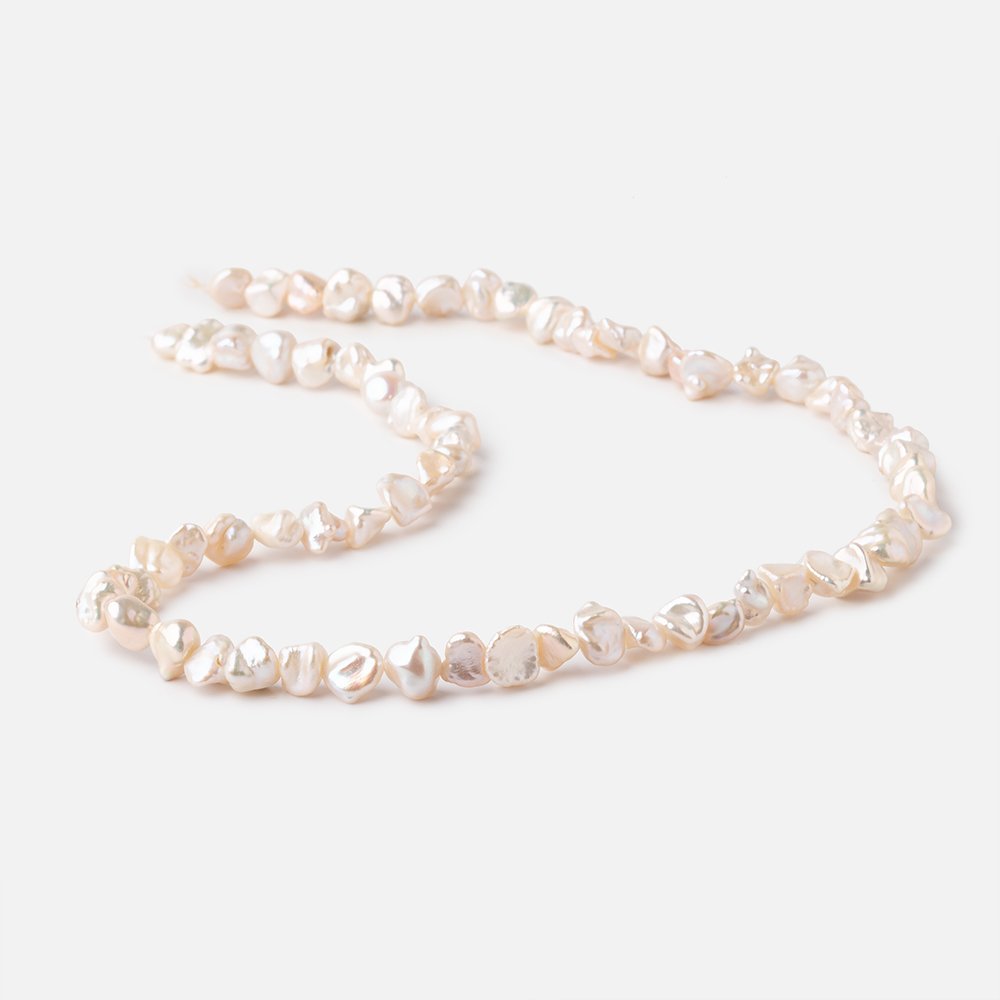 6-7mm Light Peach Side Drilled Keshi Freshwater Pearls 15.5 inch 70 pieces