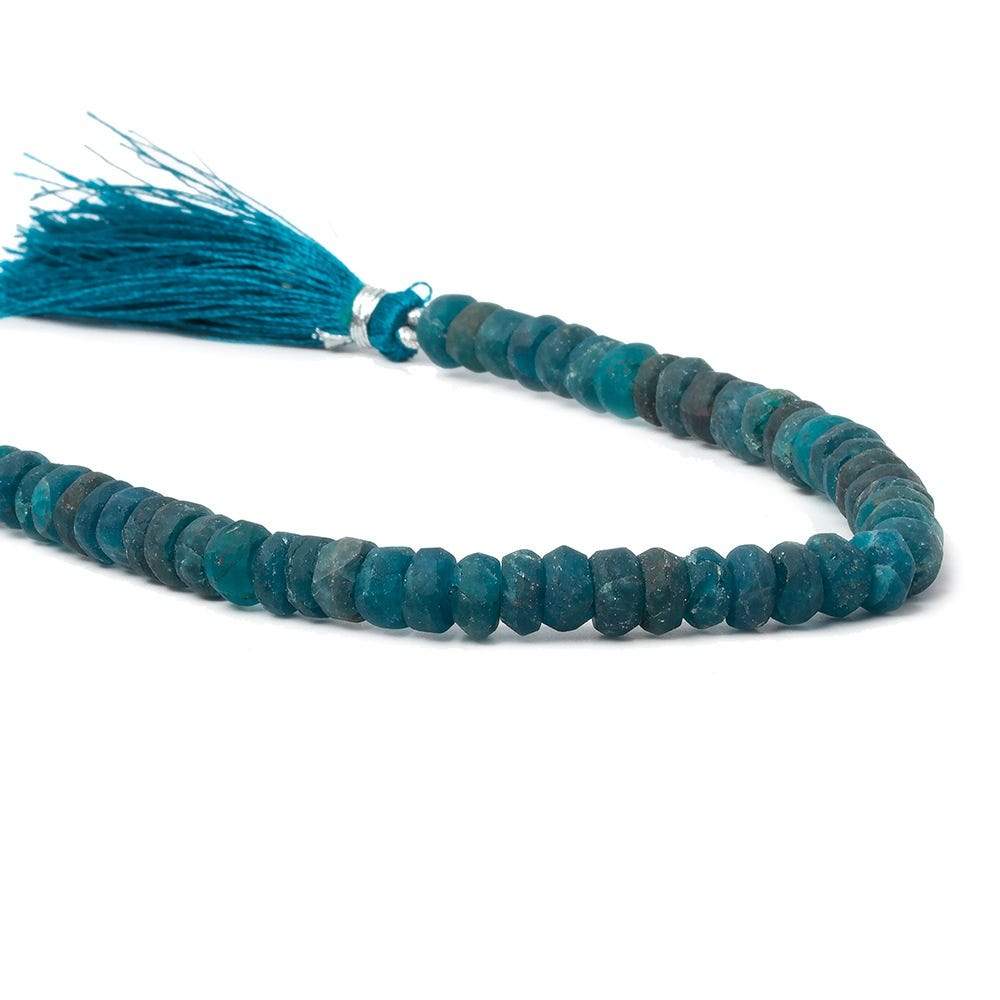 6-7mm Matte Neon Apatite 1mm drill hole faceted rondelle beads 8 inch 58 pcs