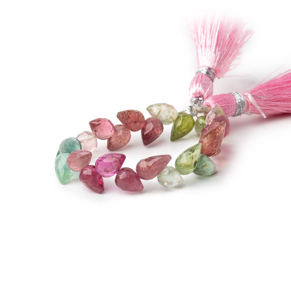 7-9mm Multi Color Tourmaline Shoulder Drill Tear Drop 4 inch 20 Beads AA