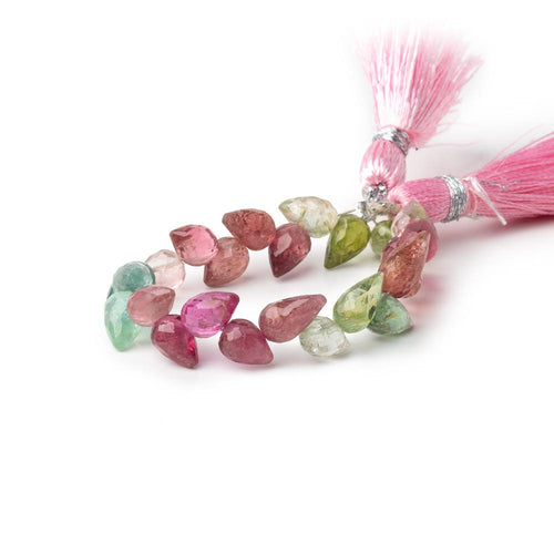 7-9mm Multi Color Tourmaline Shoulder Drill Tear Drop 4 inch 20 Beads AA
