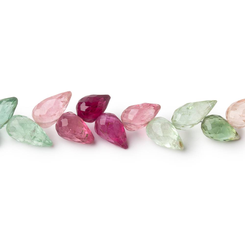 7-9mm Multi Color Tourmaline Shoulder Drill Tear Drop 4 inch 20 Beads AA