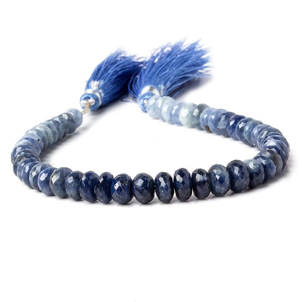 6-7mm Shaded Blue Sapphire faceted rondelle beads 8 inch 49 pieces