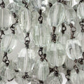 6-8mm Prasiolite Faceted Oval Beads on Black Gold over .925 Silver Chain