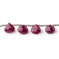 6-8mm Ruby Faceted Heart Beads 7 inch 17 pieces AA