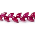 6-8mm Ruby Shoulder Drill Faceted Tear Drop 4 inch 24 Beads AAA