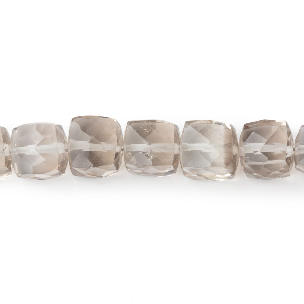 6-8mm Smoky Quartz Faceted Cube Beads 8 inch 28 pieces