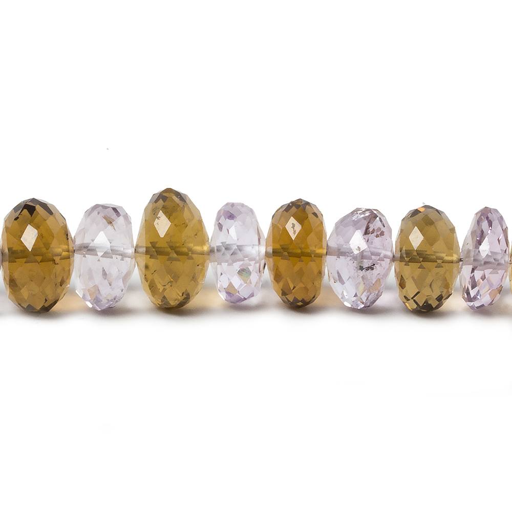 6-9.5mm Pink Amethyst & Whiskey Quartz faceted rondelles 98 beads 17 inch
