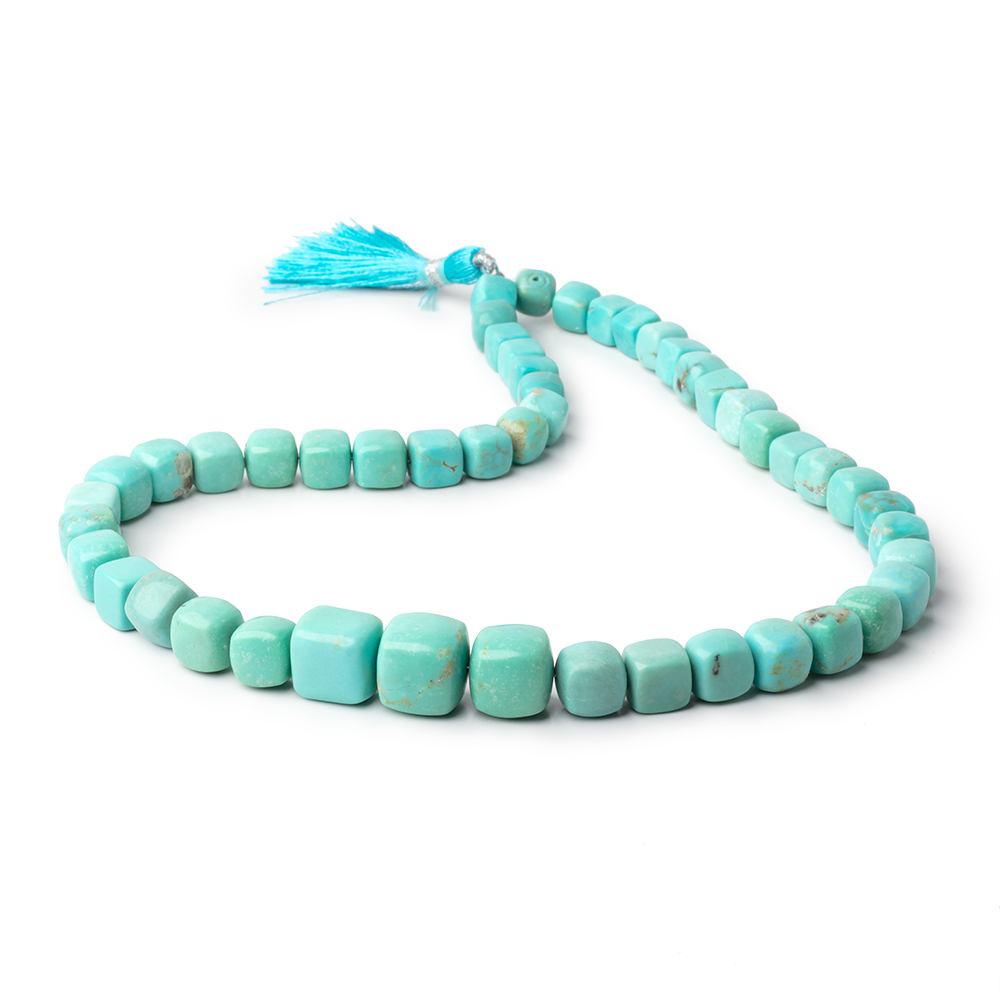 6.5-12.5mm Sleeping Beauty Turquoise Plain Cubes 16 inch 47 Beads AAA