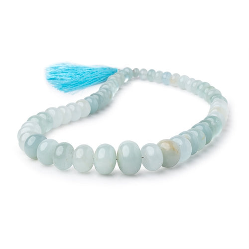 6.5-18mm Aquamarine Plain Rondelle Beads 16 inch 52 pieces