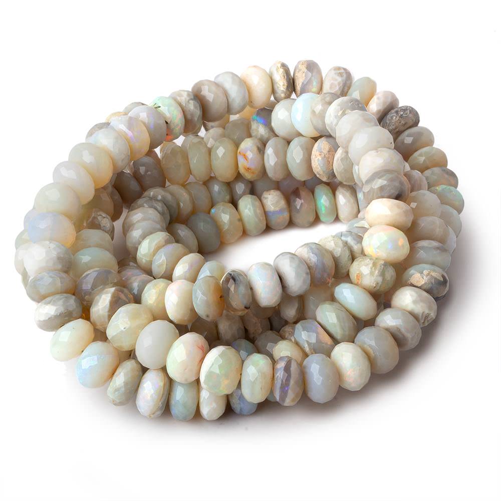6.5-7.5mm Cream Australian Opal faceted rondelles 18 inch 105 pieces