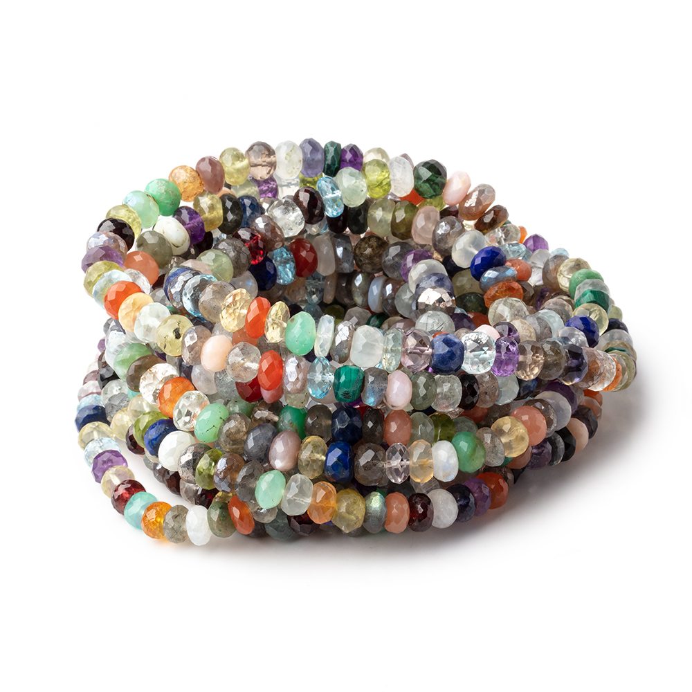 6.5-7mm Multi Gem Faceted Rondelle Beads 16 inch 100 pieces