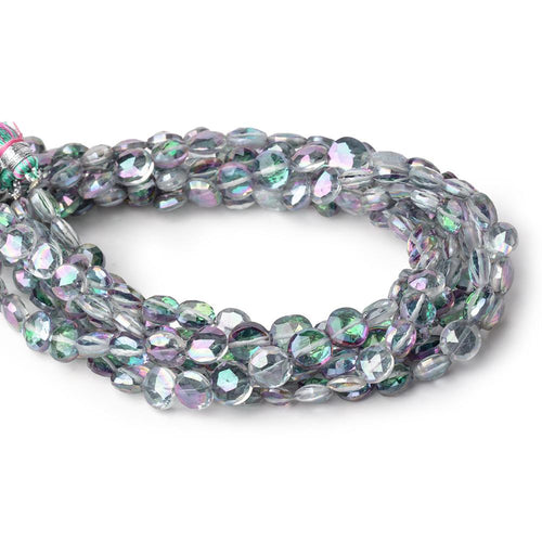 6.5-7mm Mystic White Topaz Faceted Coin Beads 9 inch 32 pieces