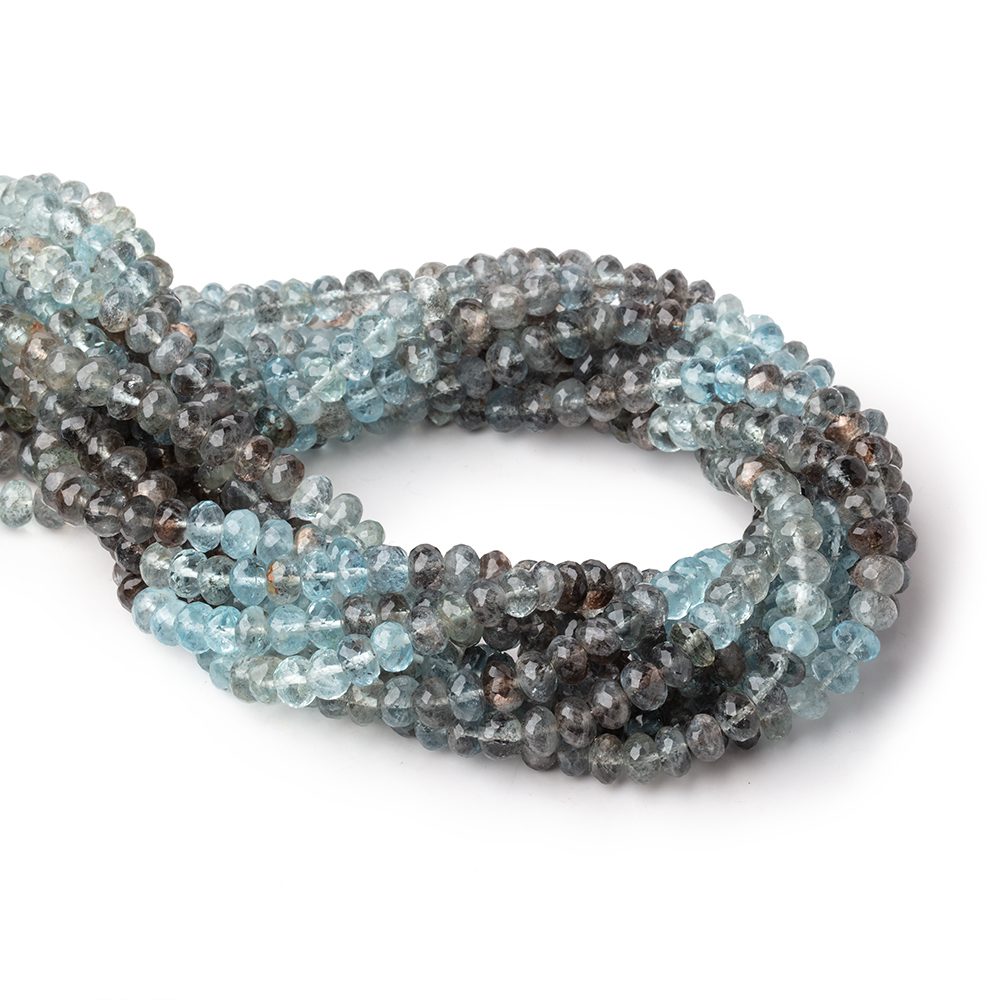 6.5mm Copper Moss Aquamarine Faceted Rondelle Beads 14 inch 78 pieces AAA