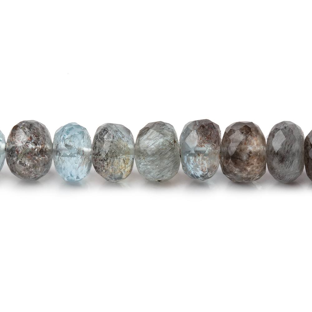 6.5mm Copper Moss Aquamarine Faceted Rondelle Beads 14 inch 78 pieces AAA