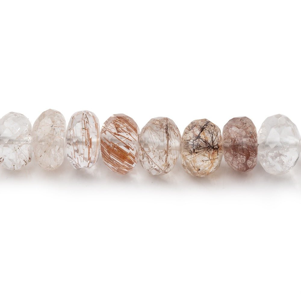 6.5mm Copper Rutilated Quartz Faceted Rondelle Beads 14 inch 74 pieces