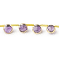 6.5mm Vermeil Bezel Amethyst Top Drill Faceted Coin Strand 20 Beads