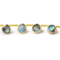 6.5mm Vermeil Bezel Labradorite Top Drill Faceted Coin Strand 20 Beads