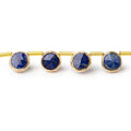 6.5mm Vermeil Bezel Lapis Lazuli Top Drill Faceted Coin Strand 19 Beads