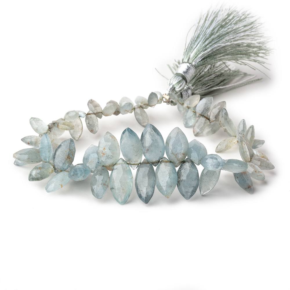 6.5x4-15x7mm Moss Aquamarine Top Drilled Marquise Beads 8 inch 66 pieces