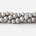 6.5x5.5mm Silver Off Round Freshwater Pearl Beads 16 inch 72 pieces