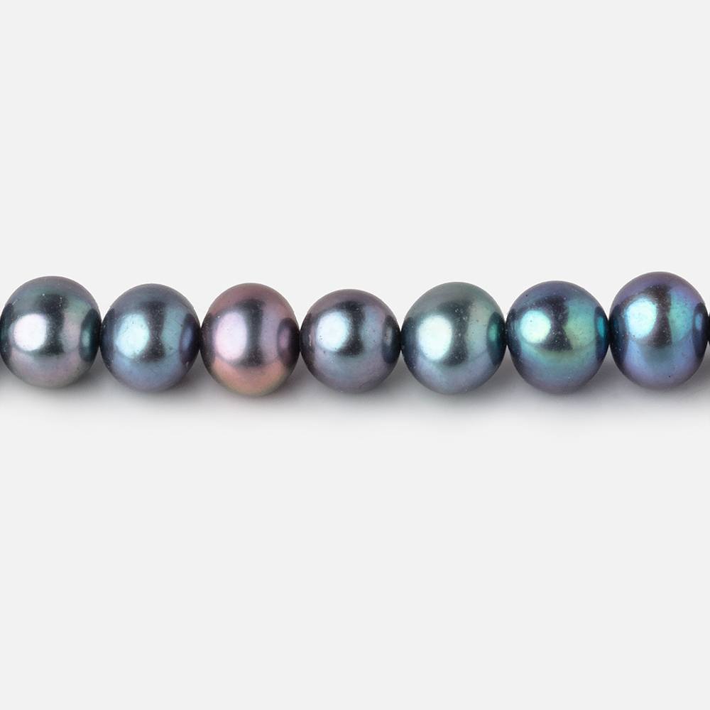 6.5x5mm Peacock Off Round Freshwater Pearls 15.5 inch 74 Beads
