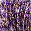 6.5x6.5-10x6.5mm Amethyst Plain Nuggets on Gold Plated Chain