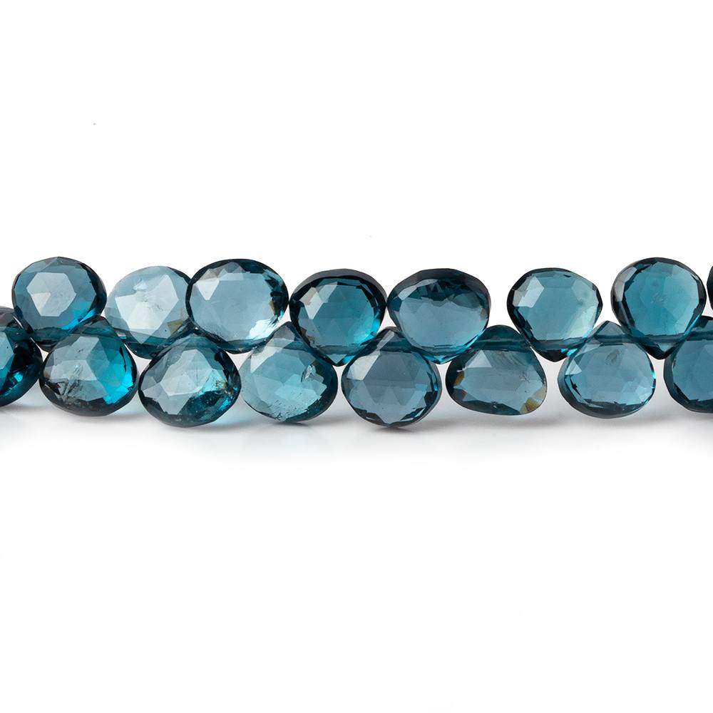 7-7.5mm London Blue Topaz Heart Briolettes 8 inch 47 pieces AA