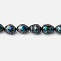 6.5x8-9x7mm Teal Blue Faceted Oval Freshwater Pearls 16 inch 50 pieces
