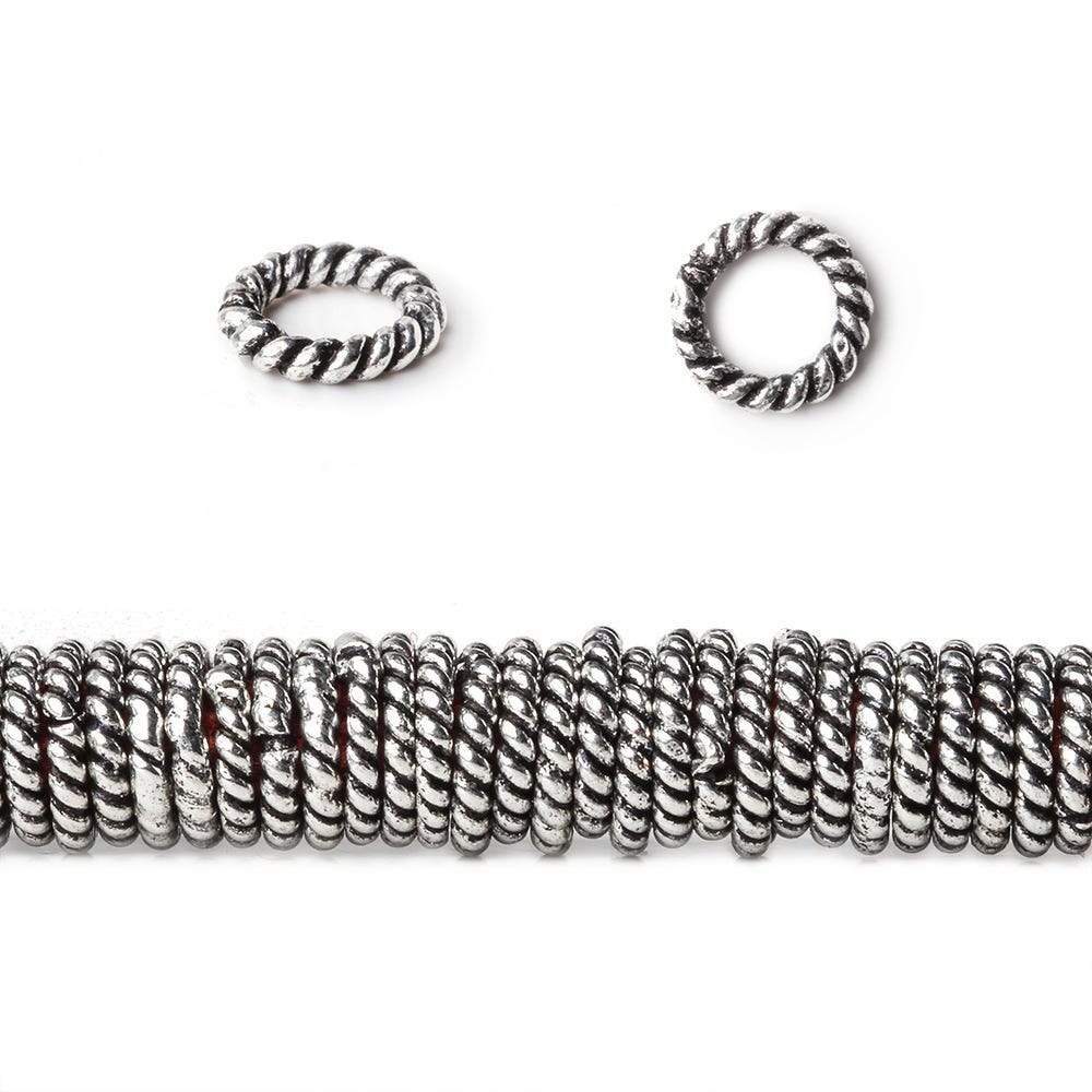 6mm Antiqued Sterling Silver Plated Copper Twisted Jumpring 8 inch 180 pcs
