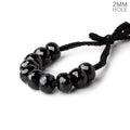 6mm Black Onyx 2mm Large Hole Faceted Rondelle Set of 10 Beads