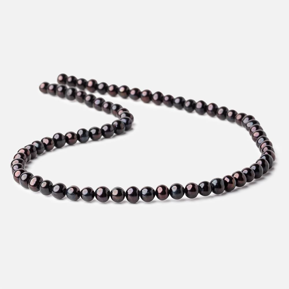 6x5mm Black Side Drilled Off Round Freshwater Pearl Beads 15 inch 72 pieces