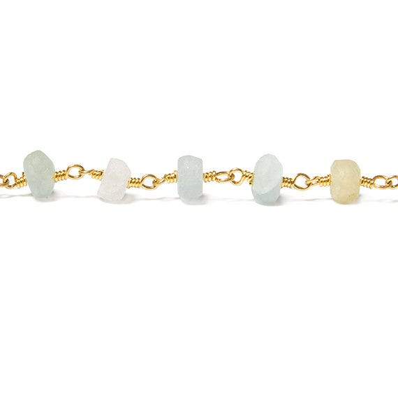 6mm Frosted Beryl rondelle Gold plated Chain