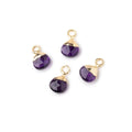 6mm Gold Leafed Amethyst Faceted Heart Set of 4 Pendants