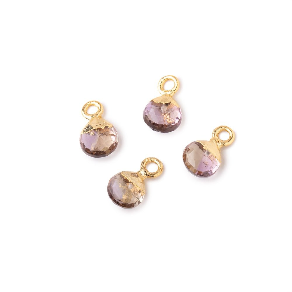 6mm Gold Leafed Ametrine Faceted Heart Set of 4 Pendants