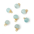 6mm Gold Leafed Seafoam Green Chalcedony Candy Kiss focal bead Pendant sold as 1 piece