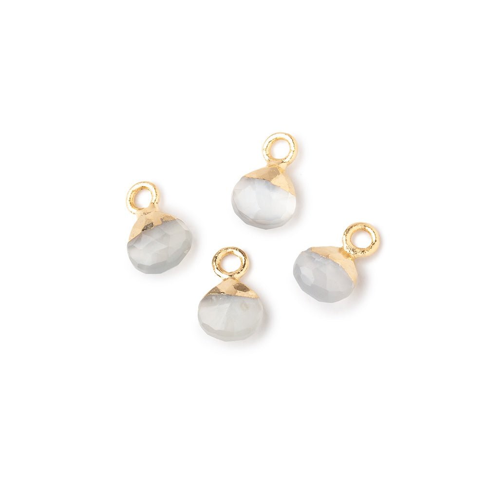 6mm Gold Leafed White Moonstone Faceted Heart Set of 4 Pendants