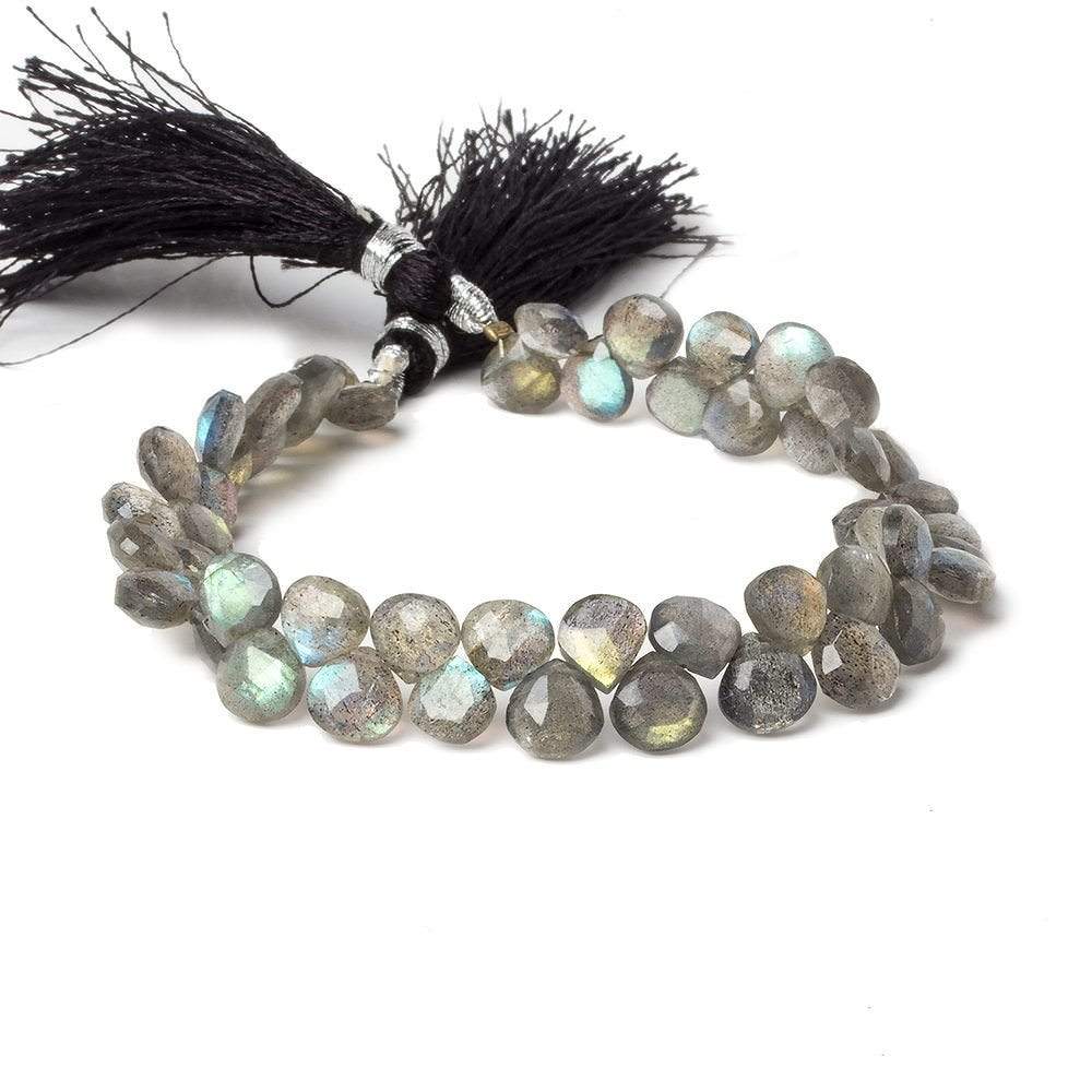 7mm Labradorite Faceted Heart Beads 7 inch 42 pieces