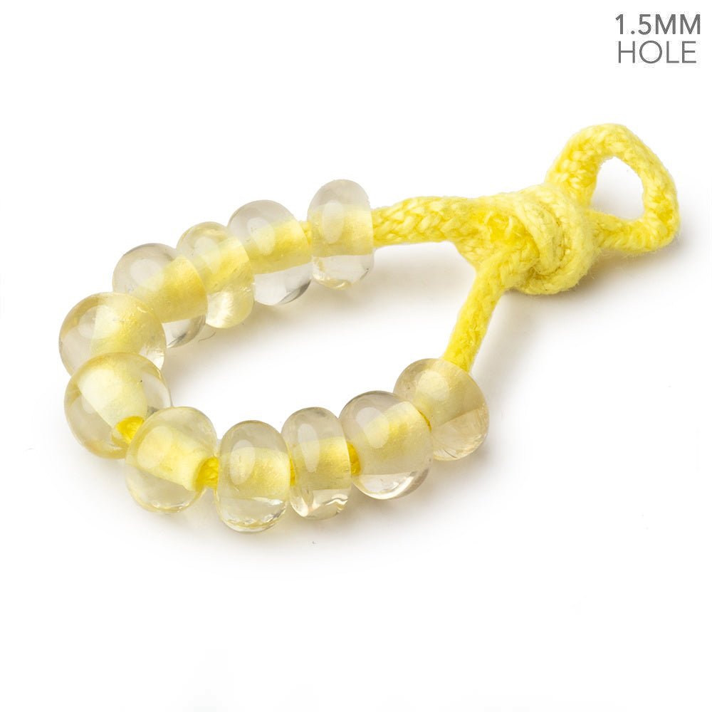 6mm Lemon Quartz 1.5mm Large Hole Plain Rondelle Set of 10