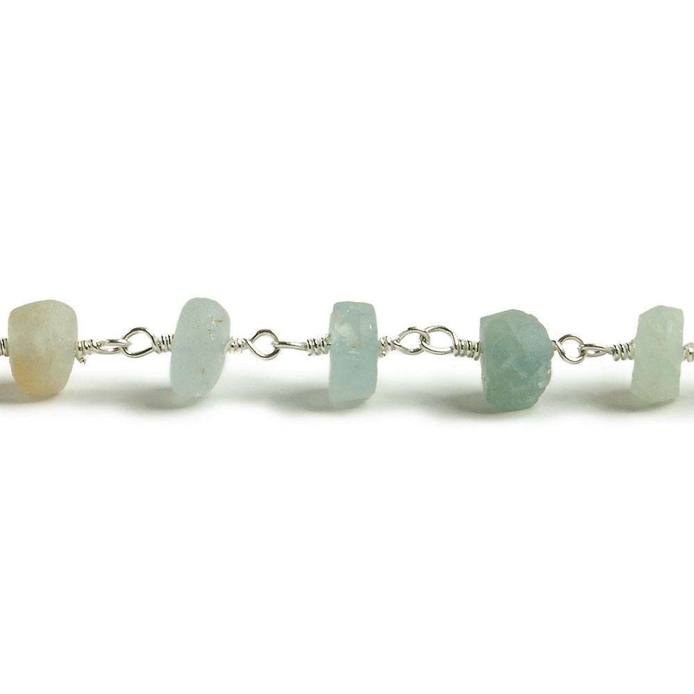 6mm Matte Multi Beryl rondelle Silver plated Chain by the foot with approximately 30 pieces